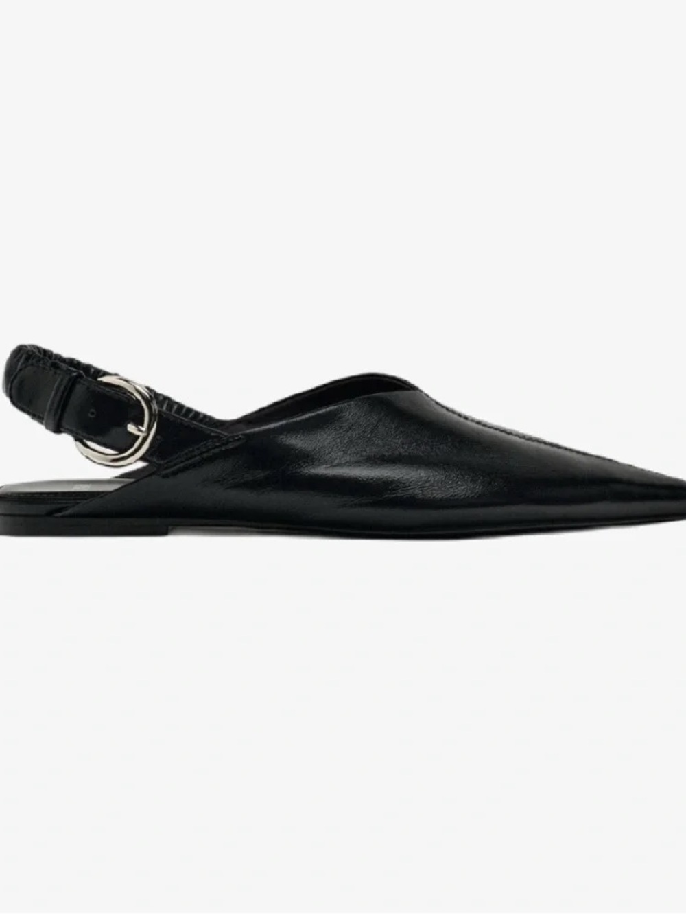 ZARA SOFT LEATHER SLINGBACK FLATS - black